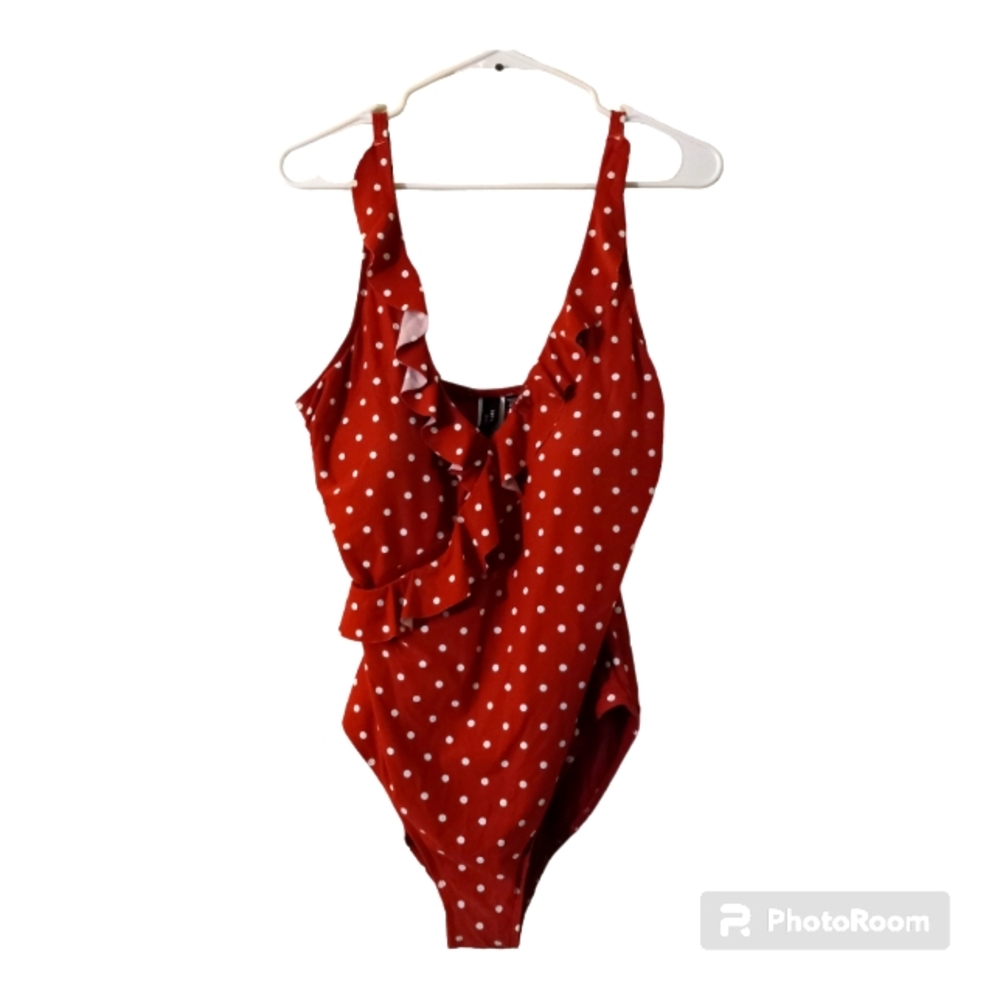 Nipstuck Red White Polka Dolt One Piece Swimsuit sz 10